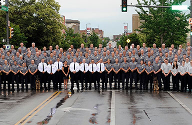 Group photo of all Lawrence Police employees