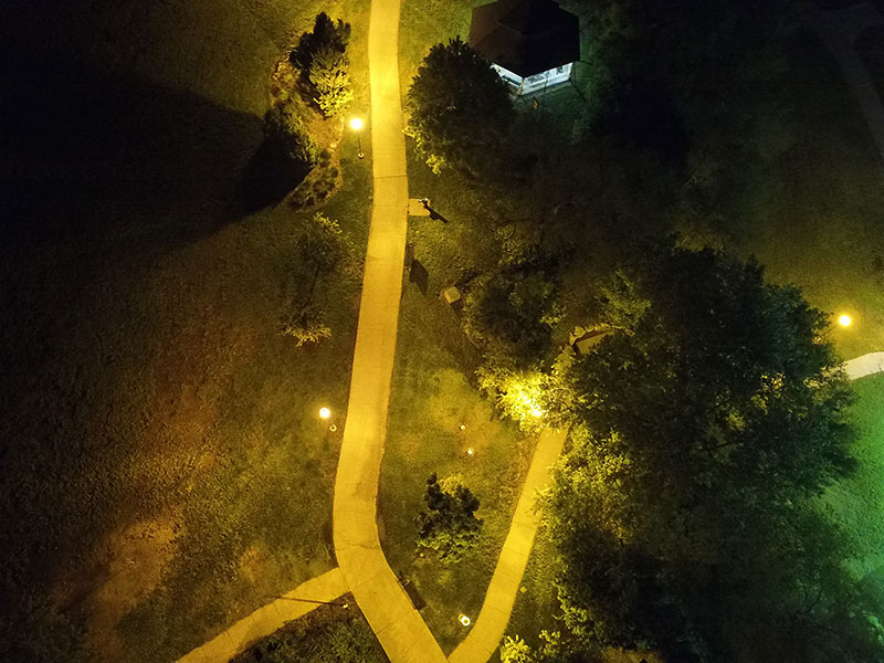 Aerial photo of Centennial Park before new LED lights were installed