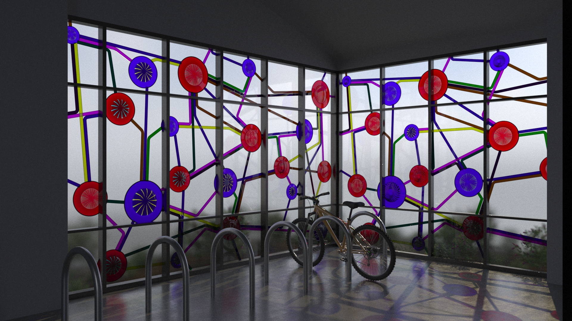 Artist rendering for "Making Connections," the public art installation at Lawrence's new Multi-Modal Transit Facility.